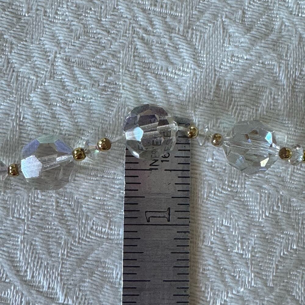 Vintage 1920s 23" Art Deco Graduated AB Crystal Faceted and Gold Beads Necklace - Picture 5 of 12